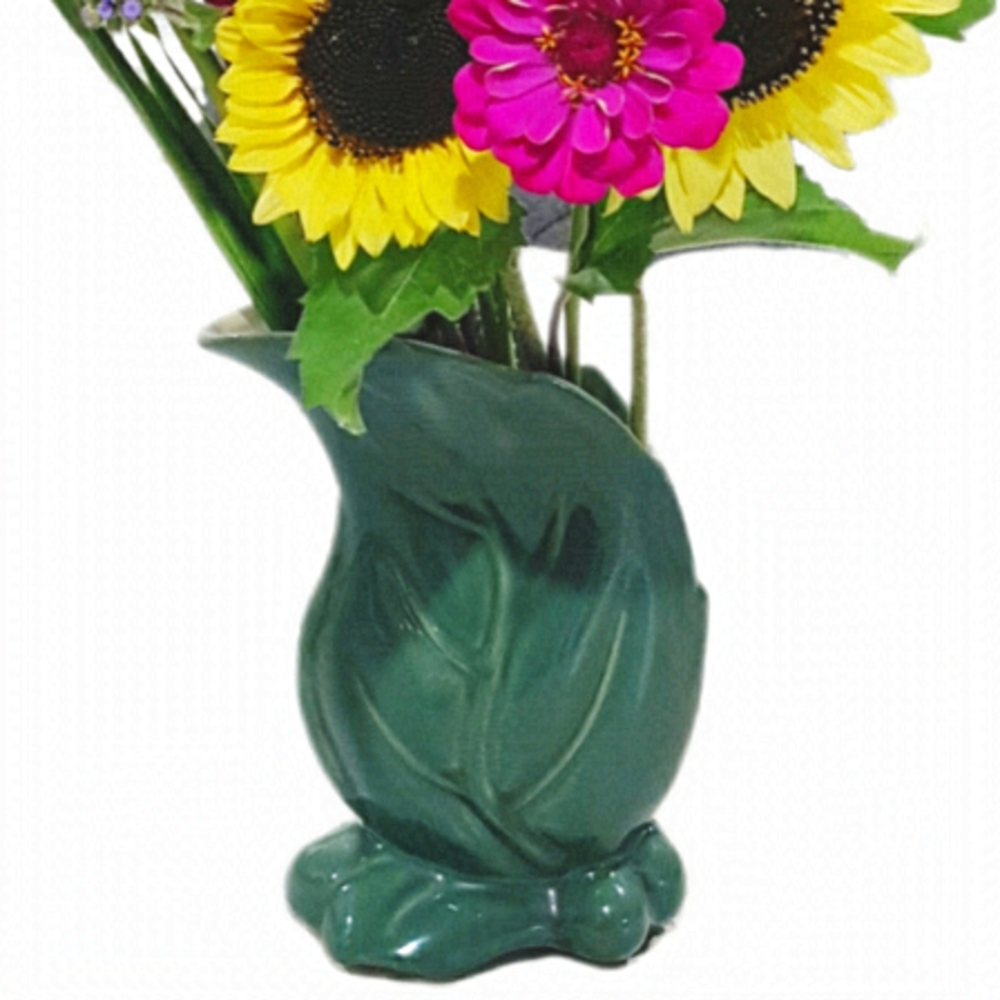 Beauceware 317 Green Leaf Vase | 1950s Mid-Century Canada